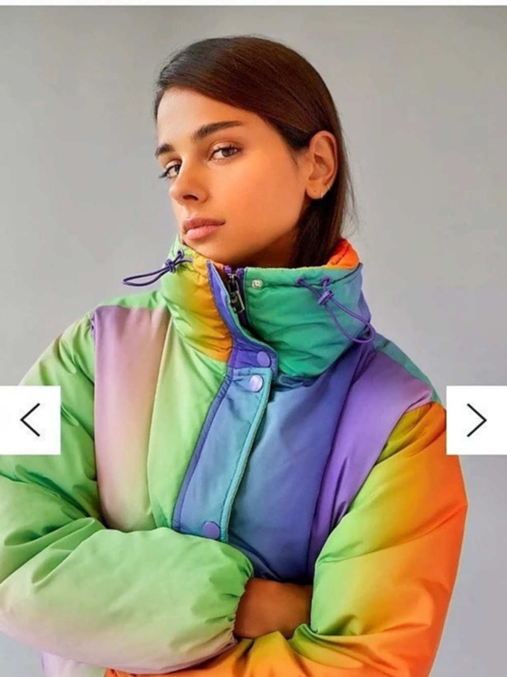 Urban Outfitters Color Block Puffer Jacket in Purple & Green